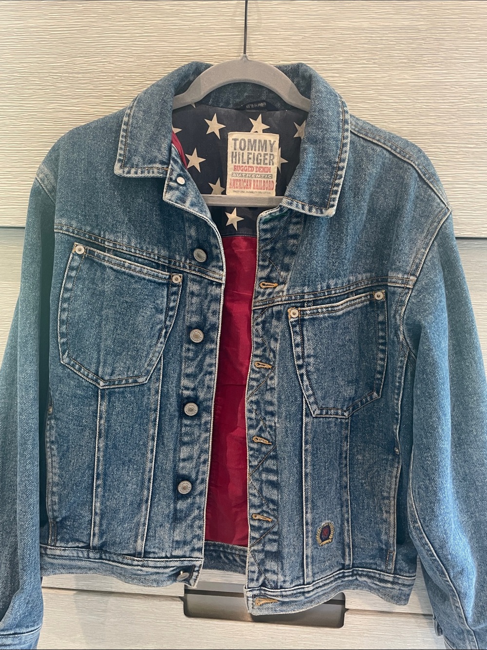 Authentic Tommy Hilfiger American Railroad Flag Lined Jean Jacket - Picture 4 of 11